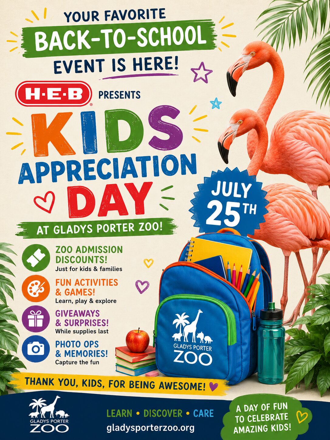 July 25th: Gladys Porter Zoo – Kids Appreciation Day